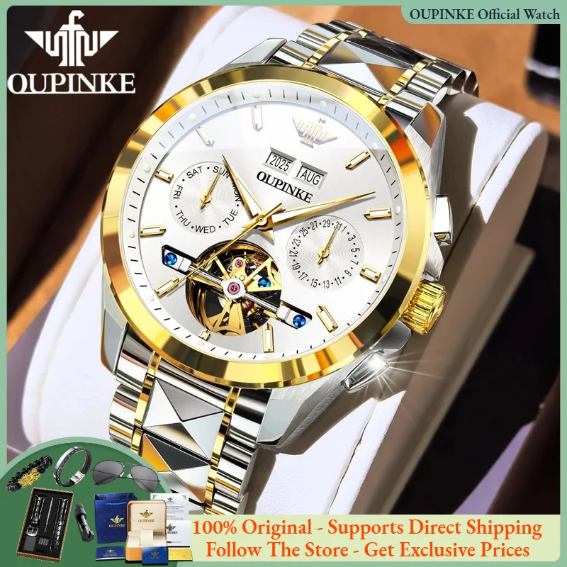 OUPINKE 3290 Men Automatic Mechanical Watch High end Skeleton Tourbillon Men's Watch Luxury Waterproof Luminous Formal Men Watch
OUPINKE 3290 Men Automatic Mechanical Watch High end Skeleton Tourbillon Men's Watch Luxury Waterproof Luminous Formal Men Watch
