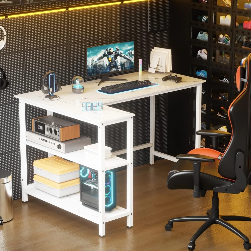 Computer Desk with Shelves, 50 Inch Gaming Writing Desk,with Storage for Home Office, Living Room, Bedroom, Metal Frame, White
Computer Desk with Shelves, 50 Inch Gaming Writing Desk,with Storage for Home Office, Living Room, Bedroom, Metal Frame, White