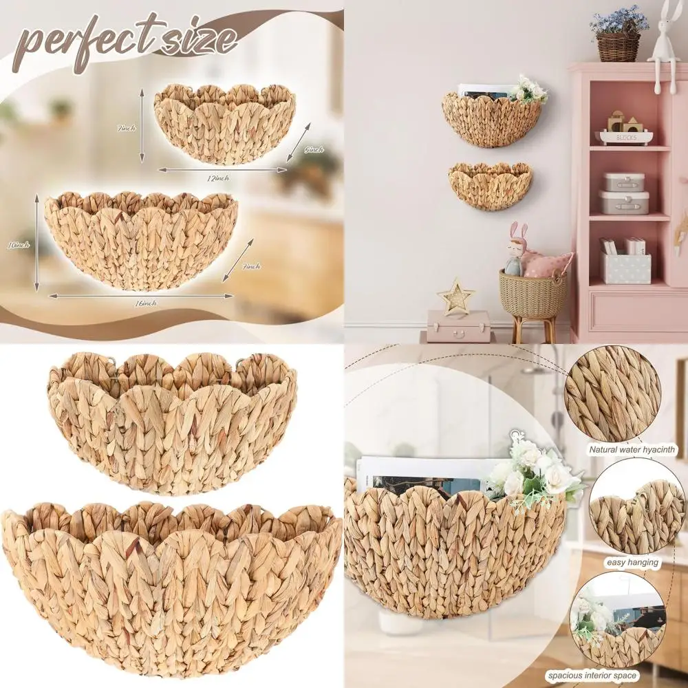 Набор из 2 плетеных настенных корзин с фестончатым краем, большие и малые, декоративные, для хранения, для дома или ванной, 16 x 10.6 x 7 дюймов
Набор из 2 плетеных настенных корзин с фестончатым краем, большие и малые, декоративные, для хранения, для дома или ванной, 16 x 10.6 x 7 дюймов