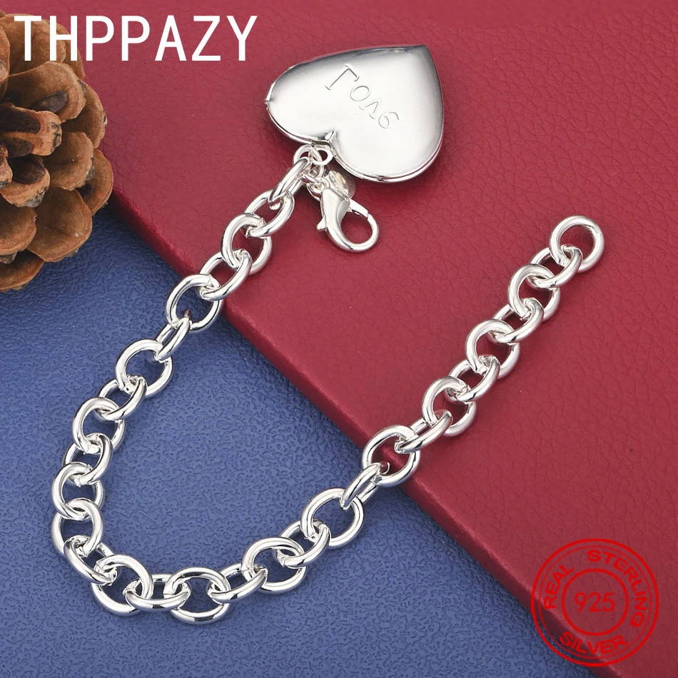 THPPAZY 20cm 925 Sterling Silver Heart Pendant Couple Bracelet For Men Women Party Valentine's Day Fashion Charm Jewelry Gift
THPPAZY 20cm 925 Sterling Silver Heart Pendant Couple Bracelet For Men Women Party Valentine's Day Fashion Charm Jewelry Gift