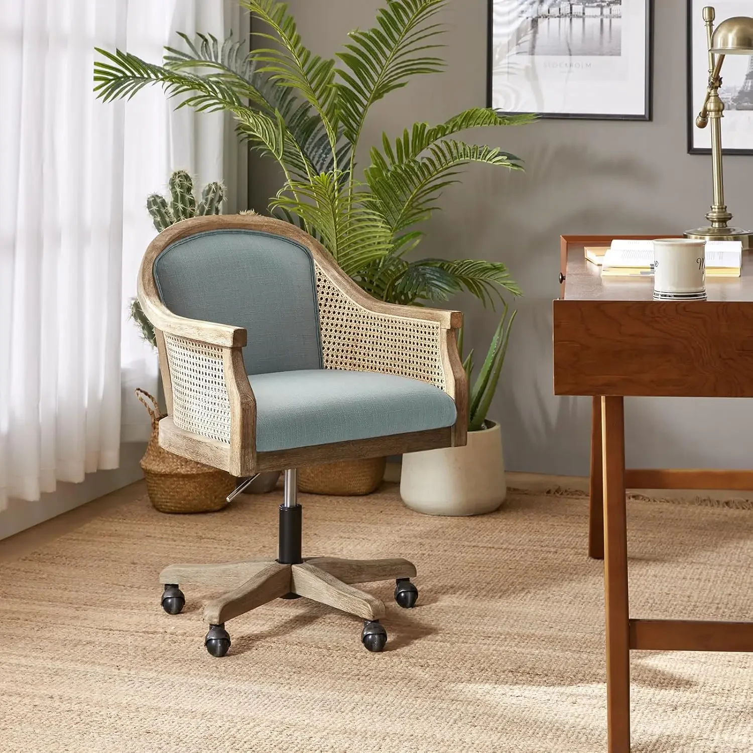Rattan Desk Chair, Wood Upholstered Home Office Chair with Armrest, Adjustable Swivel Rolling Height Computer Task Chair for
Rattan Desk Chair, Wood Upholstered Home Office Chair with Armrest, Adjustable Swivel Rolling Height Computer Task Chair for