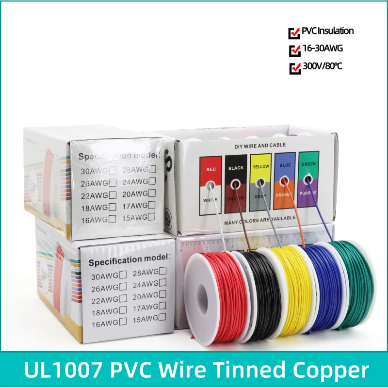 5 Colors DIY Wire PVC Tinned Copper Electronic Wire, 5-20 meters per axis,Stranded Wire Cable 30/28/26/24/22/20/18/16AWG
5 Colors DIY Wire PVC Tinned Copper Electronic Wire, 5-20 meters per axis,Stranded Wire Cable 30/28/26/24/22/20/18/16AWG