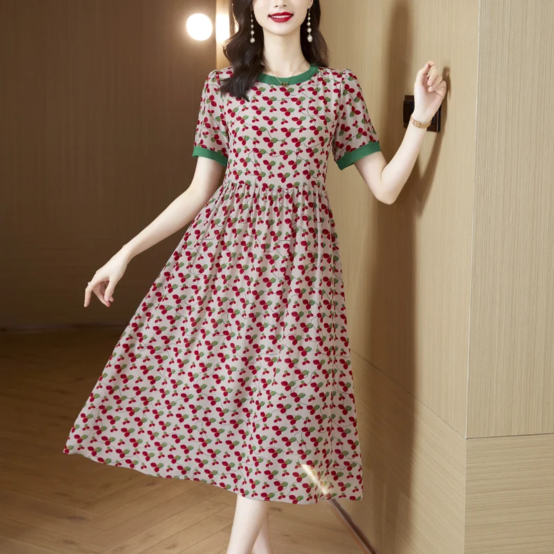 Spring Autumn Casual Floral Mulberry Silk Dresses 2024 Vintage 4XL Plus Size short Sleeve Dresses Elegant Loose Women Vestidos
Spring Autumn Casual Floral Mulberry Silk Dresses 2024 Vintage 4XL Plus Size short Sleeve Dresses Elegant Loose Women Vestidos