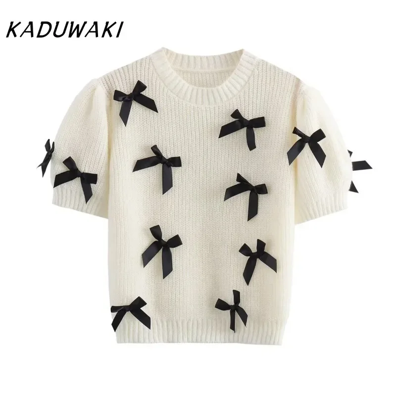 KADUWAKI French Classic Round Neck Short Sleeve Bowknot Pullover Sweaters Casual Temperament Peplum Streetwear Pullovers Свитер
KADUWAKI French Classic Round Neck Short Sleeve Bowknot Pullover Sweaters Casual Temperament Peplum Streetwear Pullovers Свитер