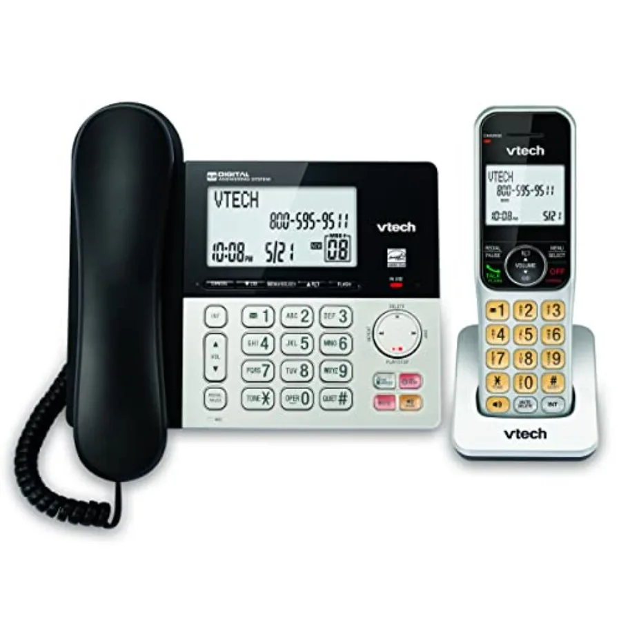 VG208 DECT 6.0 Corded/Cordless Phone with Answering Machine Call Blocking Caller ID Large Backlit Display Full-Duplex Speakerph
VG208 DECT 6.0 Corded/Cordless Phone with Answering Machine Call Blocking Caller ID Large Backlit Display Full-Duplex Speakerph