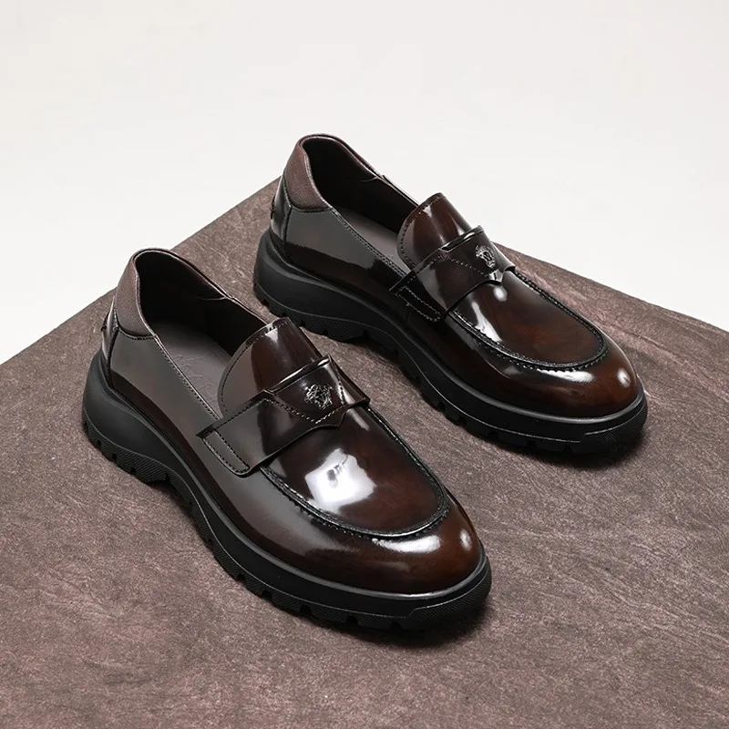Fashion British Style Slip On Casual Leather Shoes For Men Thick Sole Loafers Trendy
Fashion British Style Slip On Casual Leather Shoes For Men Thick Sole Loafers Trendy