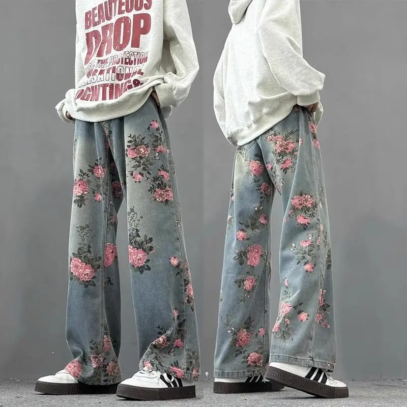 Spring Street Hip-hop Men Women Trendy Straight Leg Personalized Rose Blossom Jeans American Couple Loose Retro Casual Pants Y2k
Spring Street Hip-hop Men Women Trendy Straight Leg Personalized Rose Blossom Jeans American Couple Loose Retro Casual Pants Y2k