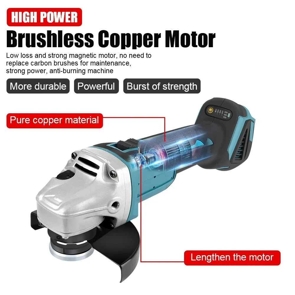 18V Brushless Angle Grinder for Makita Power Tools Cordless Electric Grinder Sander Tool Kit No Battery
18V Brushless Angle Grinder for Makita Power Tools Cordless Electric Grinder Sander Tool Kit No Battery