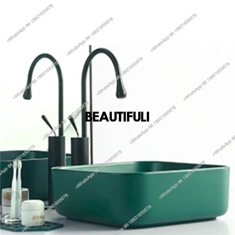 R Dark Green Matte Ceramic Washbasin Bathroom Sink Balcony Washbasin Kitchen Countertop Art Basin With Drainer
R Dark Green Matte Ceramic Washbasin Bathroom Sink Balcony Washbasin Kitchen Countertop Art Basin With Drainer