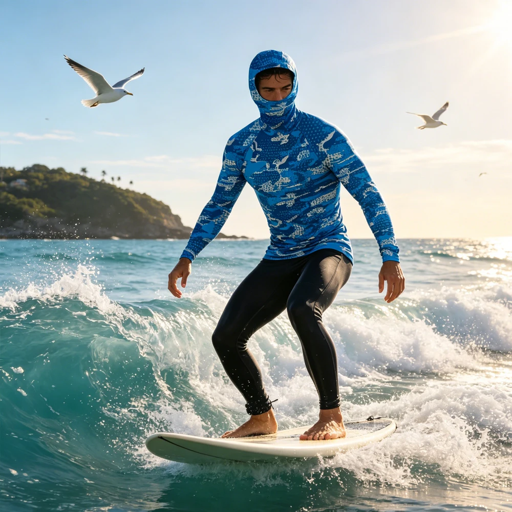 Men Long Sleeve Hooded Rash Guard Surfing Clothing UPF50+ Surf Shirt Breathable Sailing Top Wear for Water Sport Swimming Surf
Men Long Sleeve Hooded Rash Guard Surfing Clothing UPF50+ Surf Shirt Breathable Sailing Top Wear for Water Sport Swimming Surf
