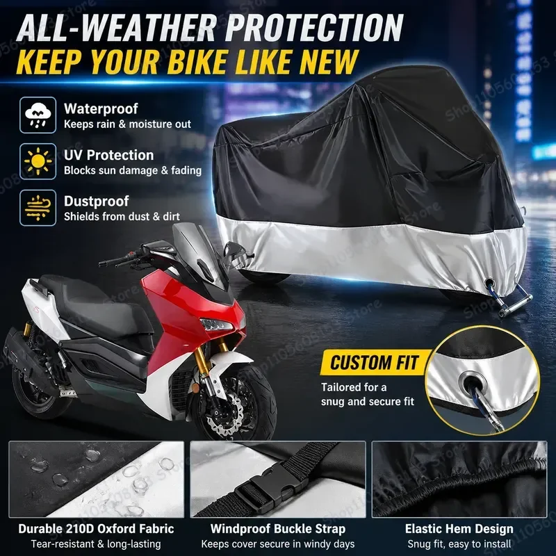 For TARO TR400T For Motorcycle Cover Waterproof Dustproof UV Resistant All Weather Outdoor Indoor Scooter Bike Cover
For TARO TR400T For Motorcycle Cover Waterproof Dustproof UV Resistant All Weather Outdoor Indoor Scooter Bike Cover