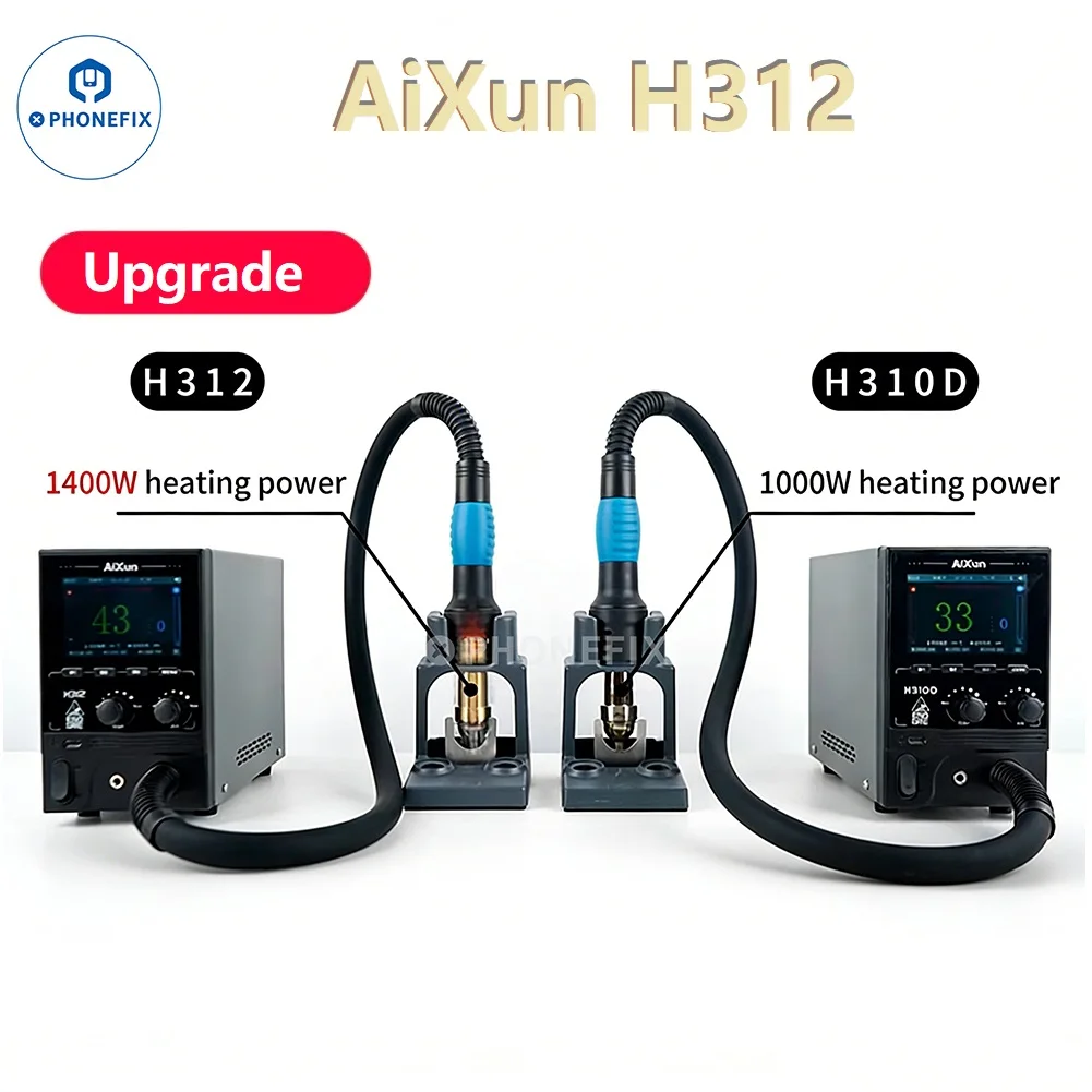 AiXun H312 1400W Heating Power Smart Hot Air Gun Networkable BGA Rework Station With Nozzles For Chip Rapidly Desoldering Repair
AiXun H312 1400W Heating Power Smart Hot Air Gun Networkable BGA Rework Station With Nozzles For Chip Rapidly Desoldering Repair