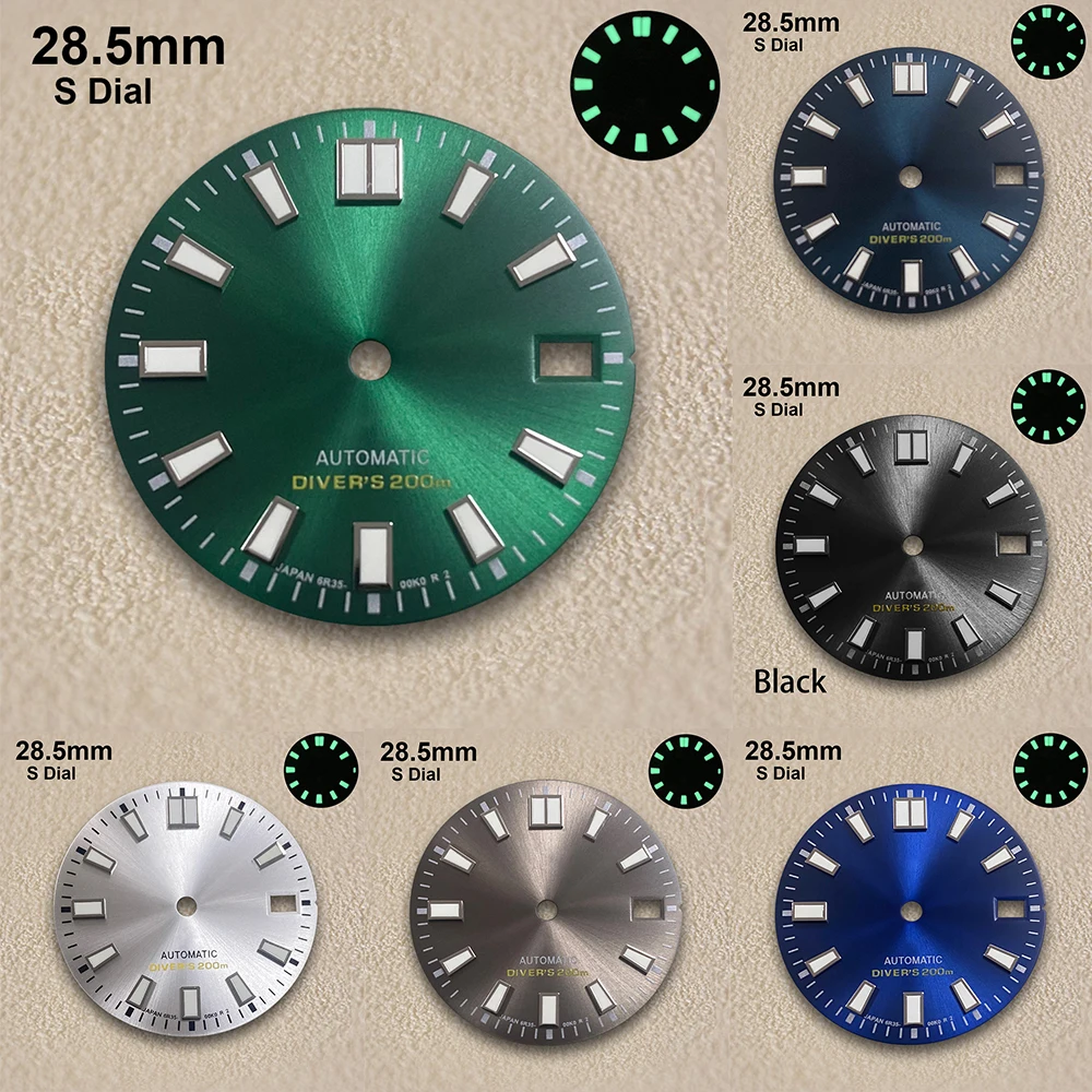 28.5mm S Logo Sunray Dial Suitable for NH35/NH36 Japanese Movement C3 Green Luminous High Quality Watches Modified Accessories
28.5mm S Logo Sunray Dial Suitable for NH35/NH36 Japanese Movement C3 Green Luminous High Quality Watches Modified Accessories