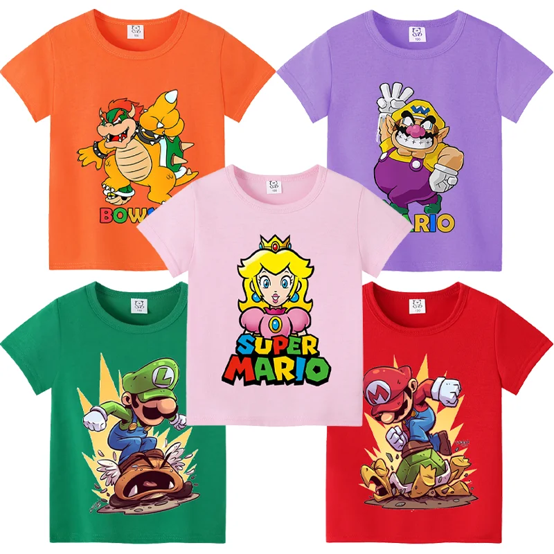 Super Mario Cotton Colorful T-shirts Round Neck Top Boy Sun Casual Clothing Short Sleeve Cute Girl Tee Figures Shirt Kid Clothes
Super Mario Cotton Colorful T-shirts Round Neck Top Boy Sun Casual Clothing Short Sleeve Cute Girl Tee Figures Shirt Kid Clothes