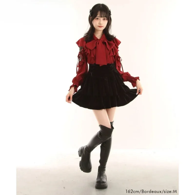 Japanese Sweet Girls Heavy Industry Shirt Long Sleeves Pure Color Versatile Blouse Lace Patchwork Ruffles Big Bows Tops
Japanese Sweet Girls Heavy Industry Shirt Long Sleeves Pure Color Versatile Blouse Lace Patchwork Ruffles Big Bows Tops