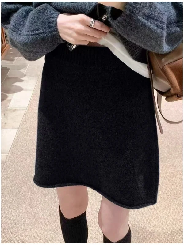 High Waist A-Line Skirt Women's Knitted Woolen Cable Cashmere Black Ribbed Warm Slimming Soft Winter Fashion
High Waist A-Line Skirt Women's Knitted Woolen Cable Cashmere Black Ribbed Warm Slimming Soft Winter Fashion