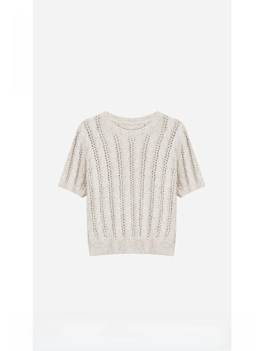 LAN【Floral】2026 New Women's Short Sleeve Knitted Top Mixed Linen Hollow out Design Casual Wear Regular Fit Color T-Shirt
LAN【Floral】2026 New Women's Short Sleeve Knitted Top Mixed Linen Hollow out Design Casual Wear Regular Fit Color T-Shirt