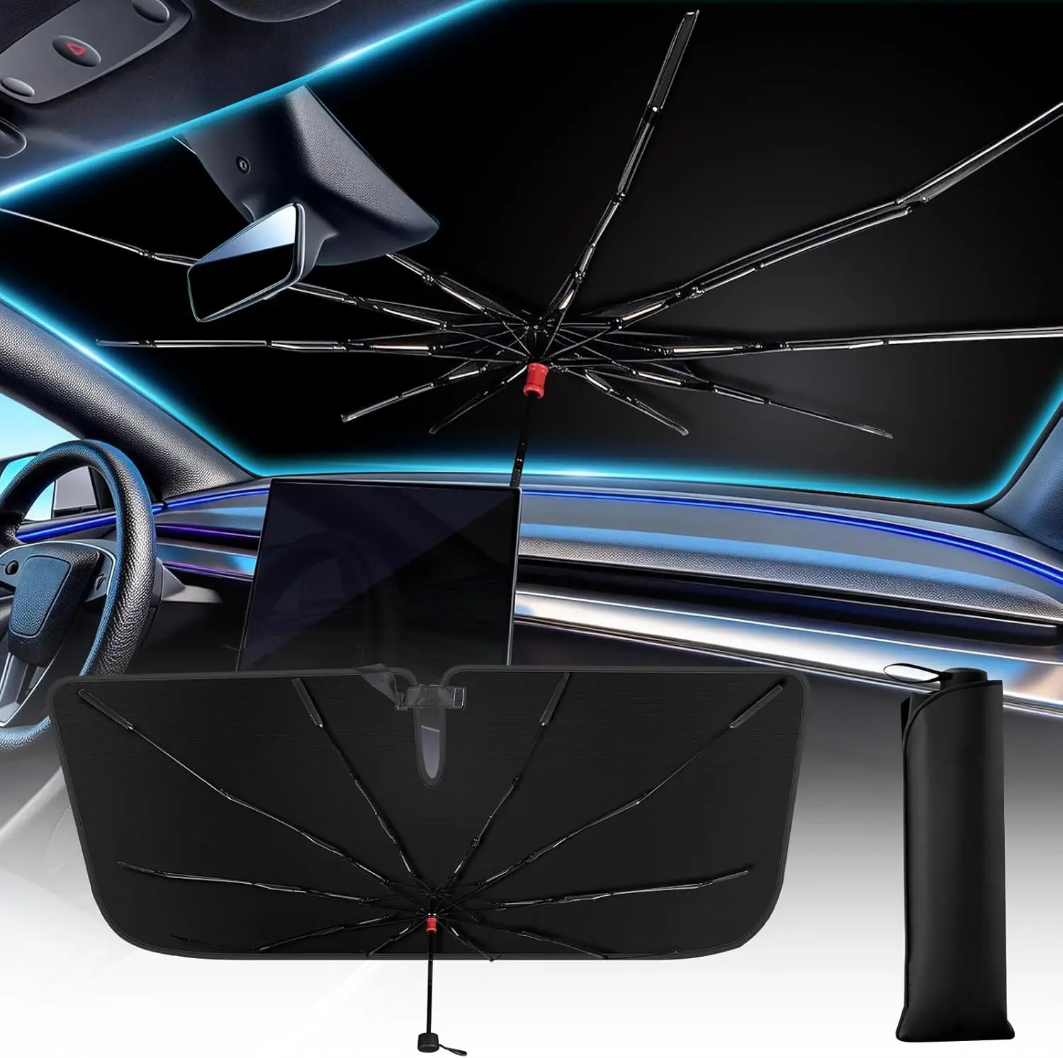 Windshield Sun Shade Umbrella - Foldable Car Sunshade, UV Block & Heat Reduction
Windshield Sun Shade Umbrella - Foldable Car Sunshade, UV Block & Heat Reduction