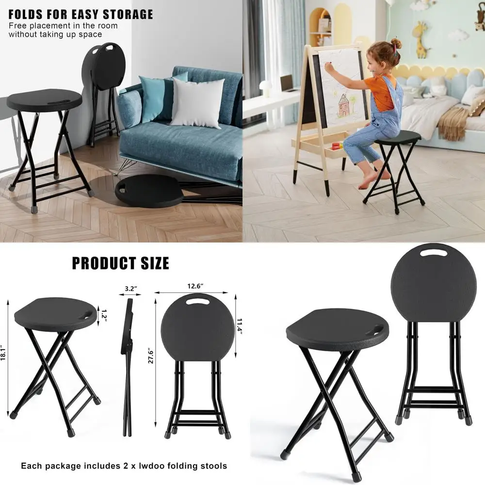 Set of 2 Portable Folding Stools with Handle, 18 Non-Slip Outdoor and Indoor Stool for Camping, Black
Set of 2 Portable Folding Stools with Handle, 18 Non-Slip Outdoor and Indoor Stool for Camping, Black