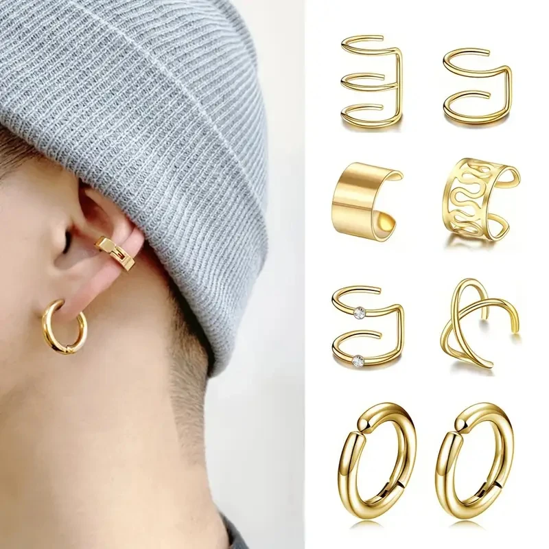 8pcs Non-piercing Ear Clips Without Ear Holes Hip-hop Korean Fake Earrings Men Personalized Ear Cuffs Titanium Steel Ear Jewelry
8pcs Non-piercing Ear Clips Without Ear Holes Hip-hop Korean Fake Earrings Men Personalized Ear Cuffs Titanium Steel Ear Jewelry