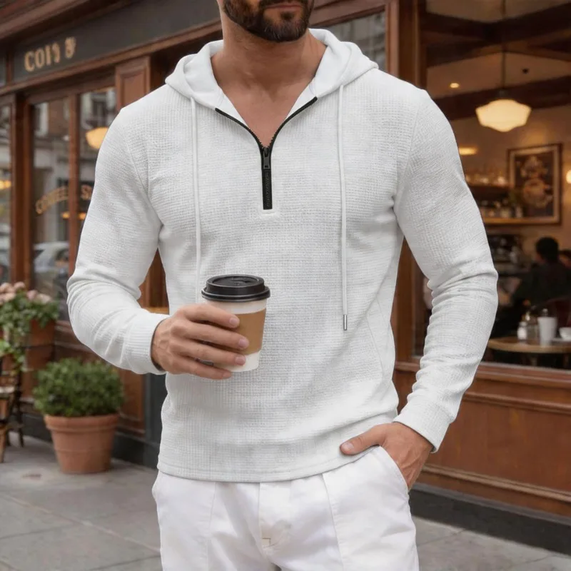 Men Waffle Knit Half Zip Hoodie Casual Long Sleeve Pullover Sweatshirt
Men Waffle Knit Half Zip Hoodie Casual Long Sleeve Pullover Sweatshirt