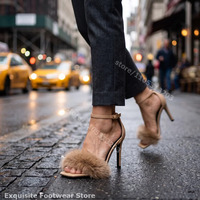 Fashion Square Toe Furry Sandals Women Fluffy Feather Ankle Strap Stiletto High Heels Sexy Runway Dress Shoes Versatile Footwear
Fashion Square Toe Furry Sandals Women Fluffy Feather Ankle Strap Stiletto High Heels Sexy Runway Dress Shoes Versatile Footwear
