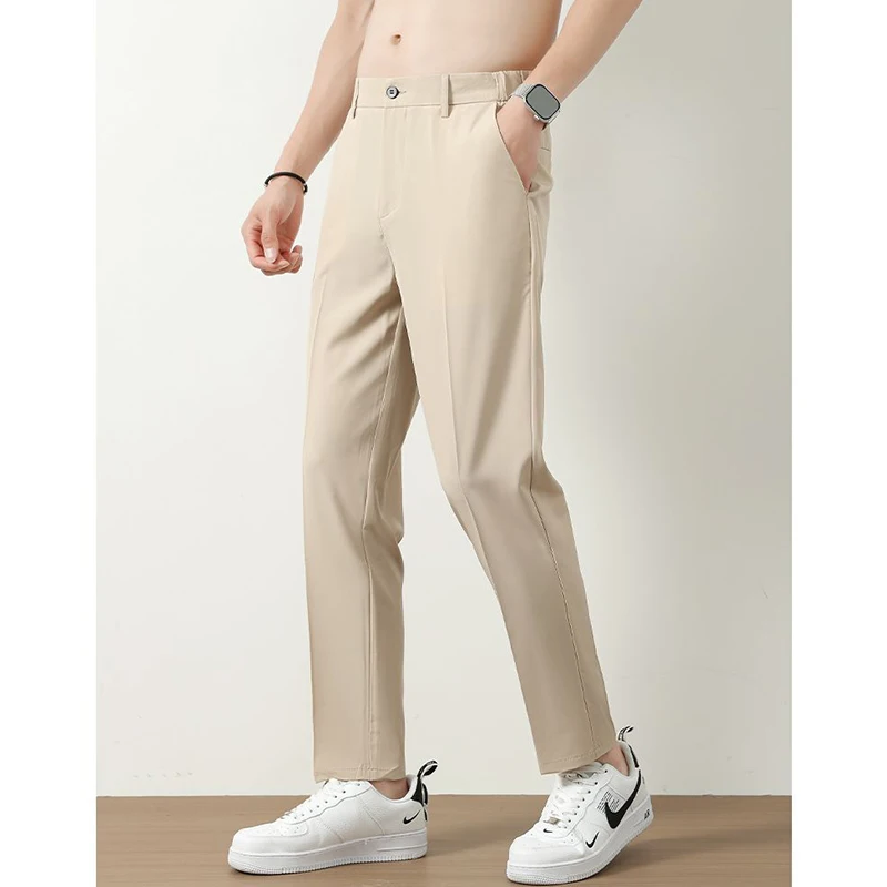 Summer Ice Silk Cool Suit Pants Men No Trace No Ironing Fabric Casual Pants Male Stylish Thin Stretch Straight Leg Trousers
Summer Ice Silk Cool Suit Pants Men No Trace No Ironing Fabric Casual Pants Male Stylish Thin Stretch Straight Leg Trousers