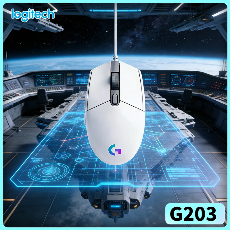 Logitech G203 Wired RGB Gaming Mouse 8000 DPI Sensor 6 Buttons On-Board Memory 1000Hz Polling Ergonomic Design Fast
