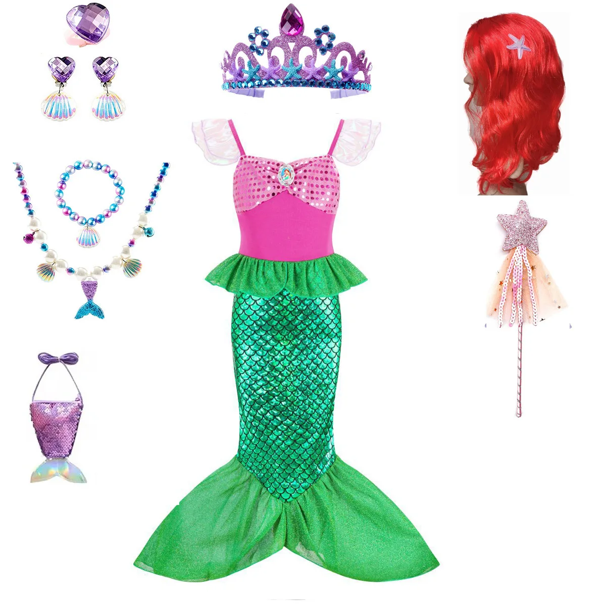 Girls Princess Ariel Costumes Little Mermaid Dress Kids Children Carnival Birthday Party Mermaid Dress Clothes Gift Cosplay
Girls Princess Ariel Costumes Little Mermaid Dress Kids Children Carnival Birthday Party Mermaid Dress Clothes Gift Cosplay