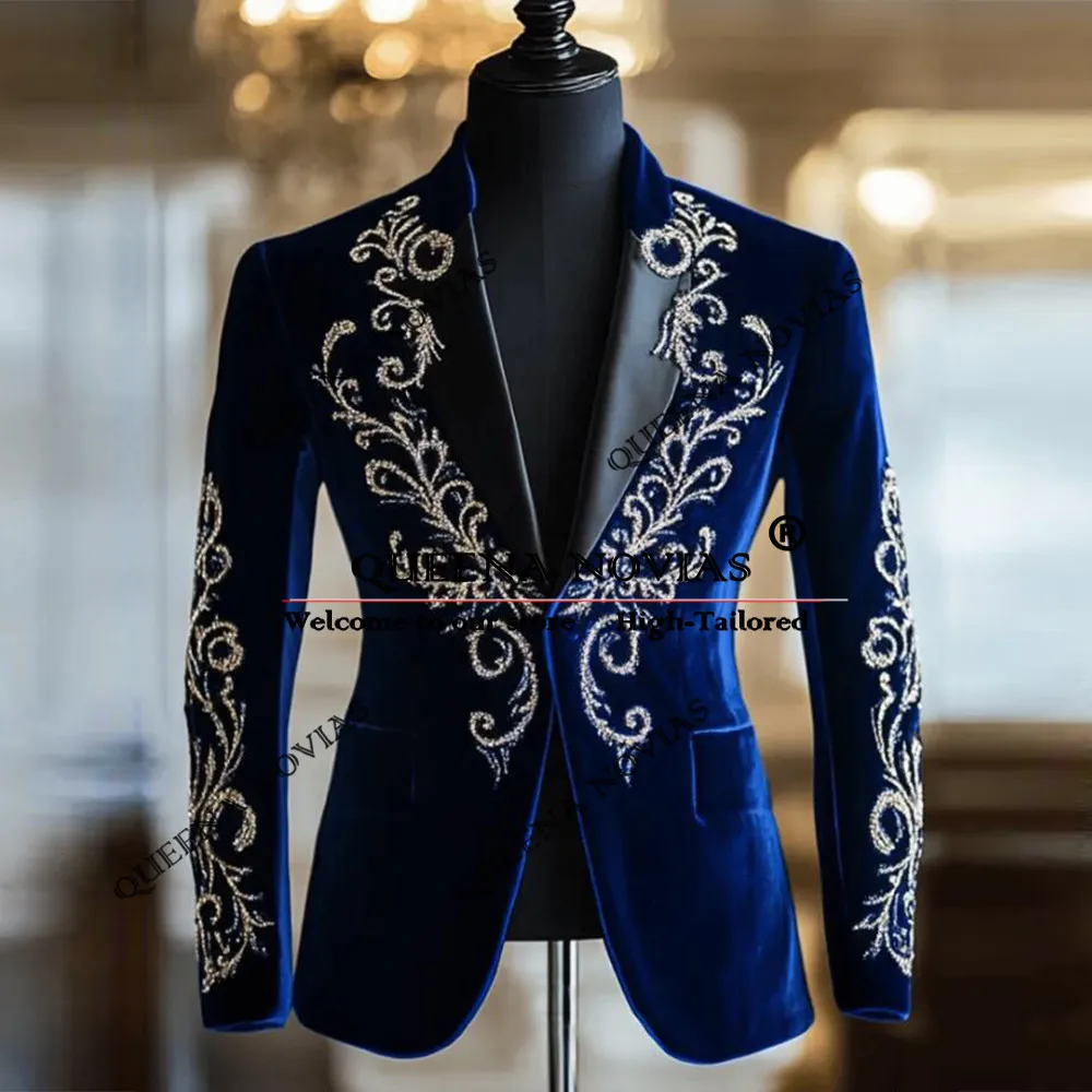 Luxury Men Suits Crystals Beaded Velvet Prom Blazer Customized 2-Piece Sets Man Formal Occasion Dresses Wedding Groom Tuxedo
Luxury Men Suits Crystals Beaded Velvet Prom Blazer Customized 2-Piece Sets Man Formal Occasion Dresses Wedding Groom Tuxedo