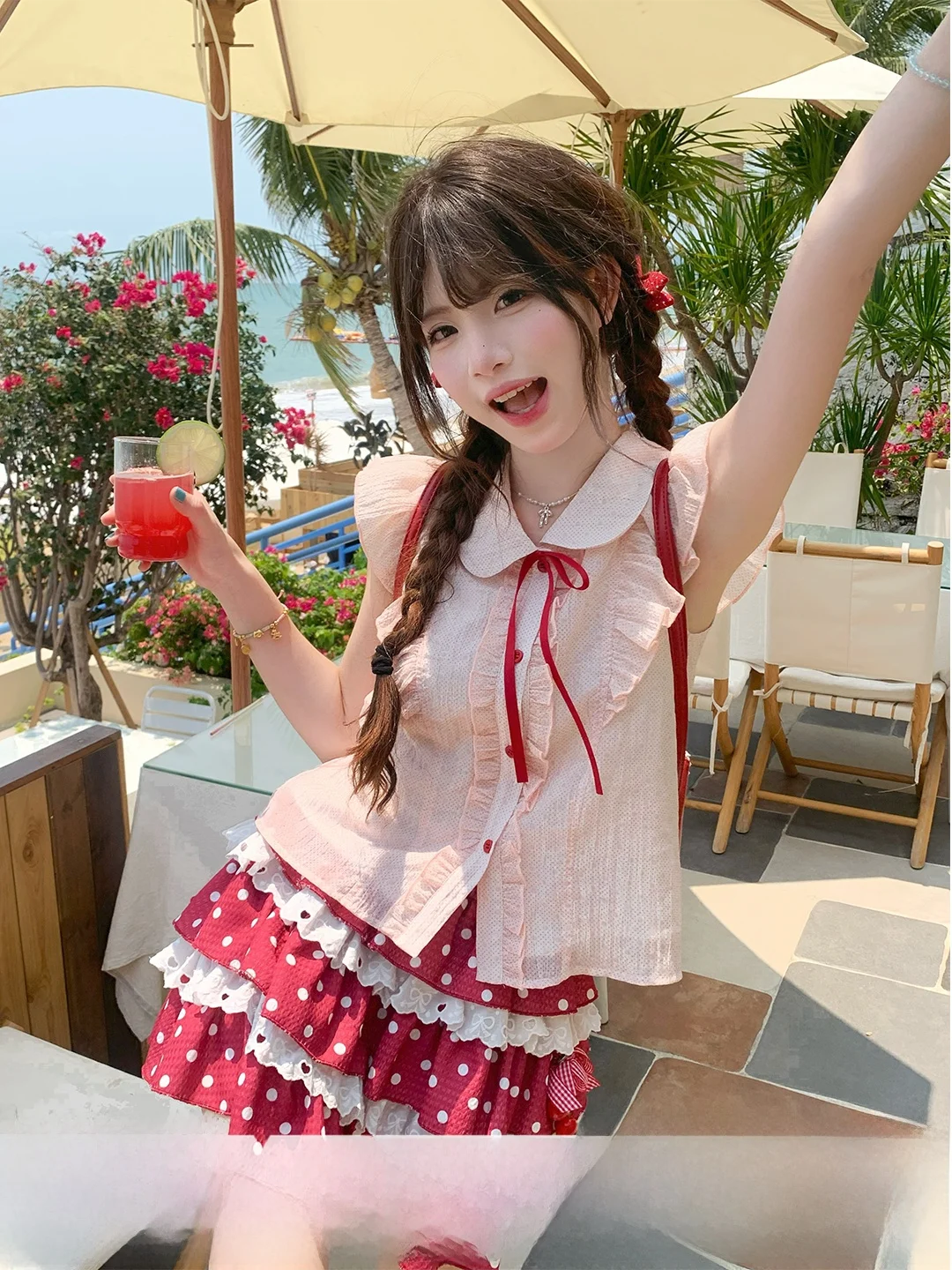 Sinsingirl Sweet Design Loose Top Retro Polka Dot Lace Cake Skirt Two Piece Set Summer Casual Sweet Style High Waist Button up
Sinsingirl Sweet Design Loose Top Retro Polka Dot Lace Cake Skirt Two Piece Set Summer Casual Sweet Style High Waist Button up