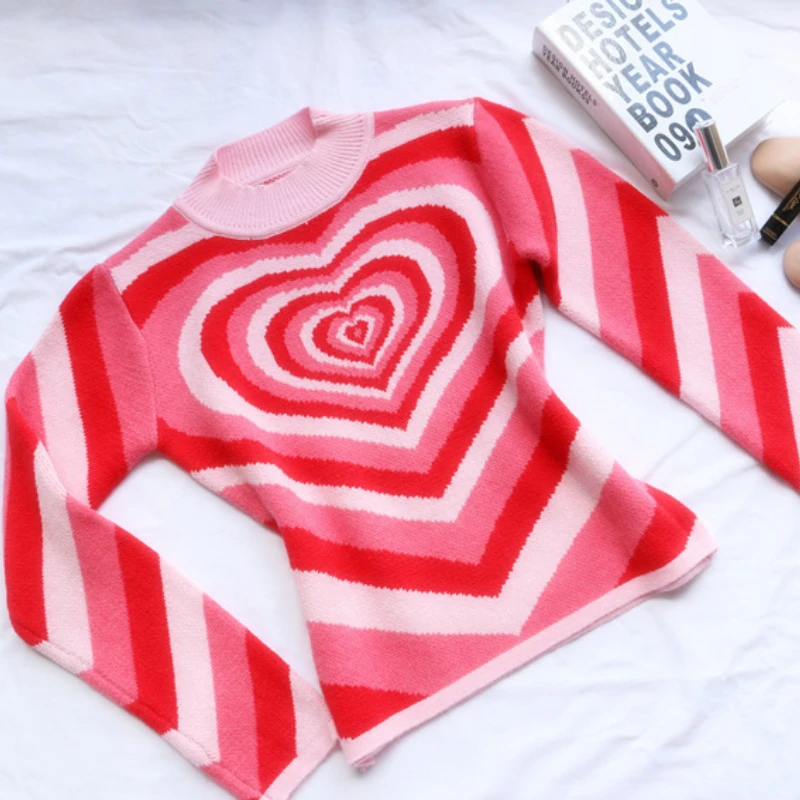 Cute Rainbow Sweaters for Women Trendy Celebrity Half High Neck Pullover Fashion Love Heart Shape Sweet Knitted Jumpers
Cute Rainbow Sweaters for Women Trendy Celebrity Half High Neck Pullover Fashion Love Heart Shape Sweet Knitted Jumpers