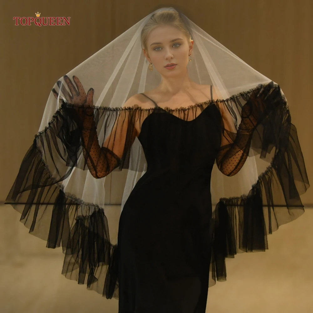 TOPQUEEN Bridal Fashion Veil With Black Edge Off White Two Layer Short Lace Veil Wedding Party Accessories V183A
TOPQUEEN Bridal Fashion Veil With Black Edge Off White Two Layer Short Lace Veil Wedding Party Accessories V183A