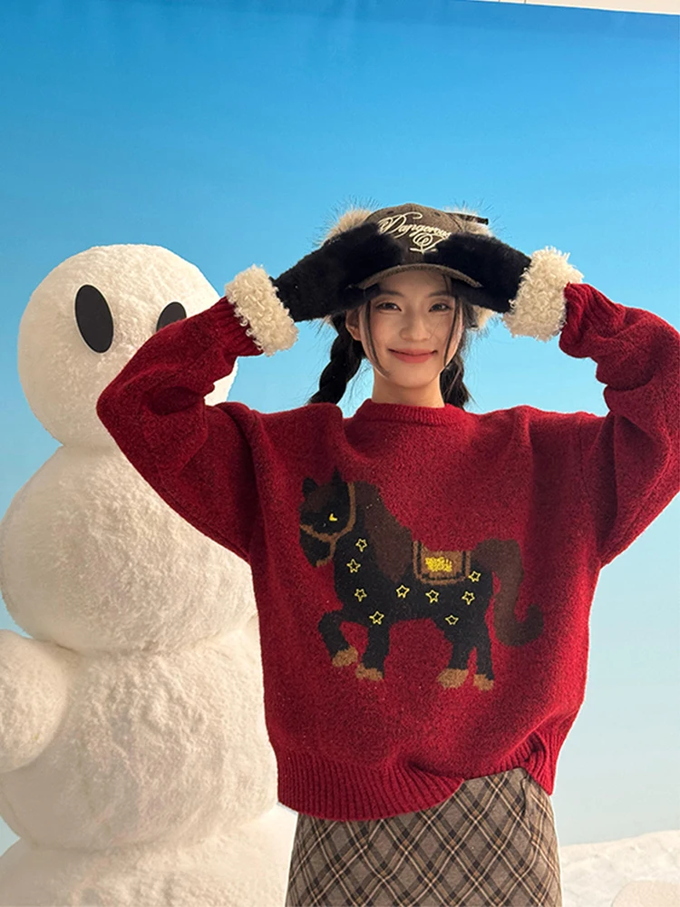 Красный вязаный свитер с круглым вырезом, унисекс, повседневный, базовый, для пар, длинный рукав
Красный вязаный свитер с круглым вырезом, унисекс, повседневный, базовый, для пар, длинный рукав