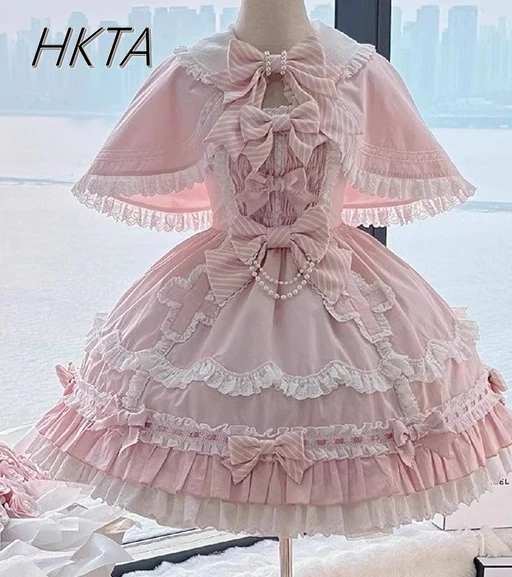 Lolita Cute Sweet Pink Birthday Dresses Women Doll Collar Cape Bow Princess Dress Summer High Waist Ball Gown Jsk Dress Girls
Lolita Cute Sweet Pink Birthday Dresses Women Doll Collar Cape Bow Princess Dress Summer High Waist Ball Gown Jsk Dress Girls