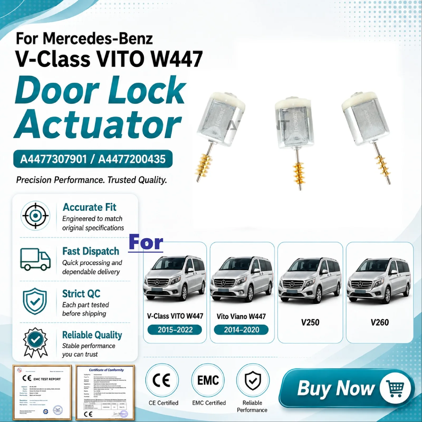 3pc Motor for Benz V-Class VITO W447 Viano V250 V260 Door Lock Actuator D0784 3T1548 12V Brand New A4477307901
3pc Motor for Benz V-Class VITO W447 Viano V250 V260 Door Lock Actuator D0784 3T1548 12V Brand New A4477307901