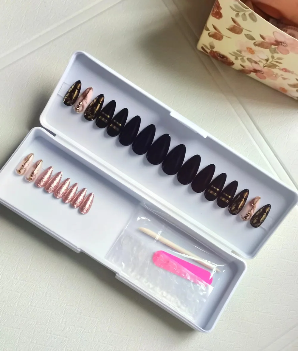 Wearable Nail Stickers press on nail Hot Stamping Wearable Nail Nail Art Pieces Pointed Style Fake Nail
Wearable Nail Stickers press on nail Hot Stamping Wearable Nail Nail Art Pieces Pointed Style Fake Nail