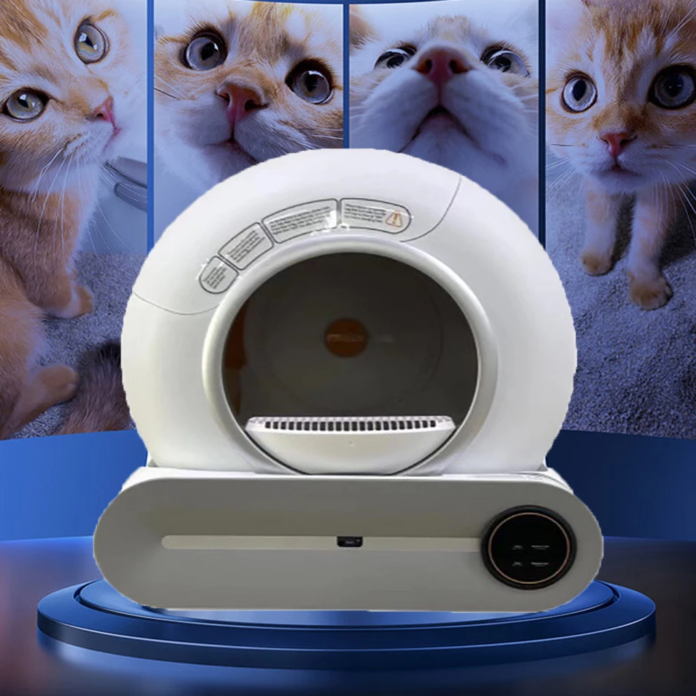 Large intelligent enclosed self-cleaning cat litter box with odor control and electronic waste disposal for large cats
Large intelligent enclosed self-cleaning cat litter box with odor control and electronic waste disposal for large cats