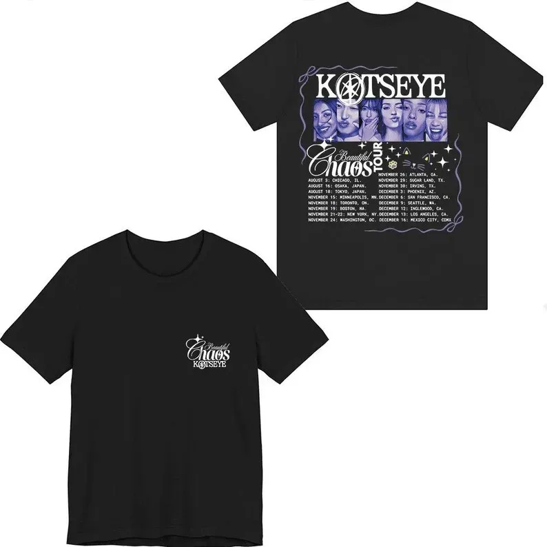 Katseye Merch Beautiful Chaos Tour 2026, футболка с графическим принтом, уличная одежда, модная хлопковая удобная футболка большого размера
Katseye Merch Beautiful Chaos Tour 2026, футболка с графическим принтом, уличная одежда, модная хлопковая удобная футболка большого размера