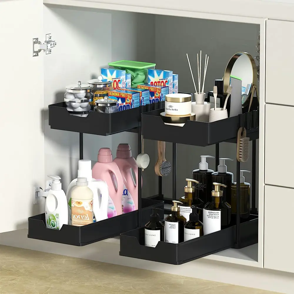 2 Pack Double Sliding Under Sink Organizers and Storage Bathroom Storage and organization Under Cabinet Organizer
2 Pack Double Sliding Under Sink Organizers and Storage Bathroom Storage and organization Under Cabinet Organizer