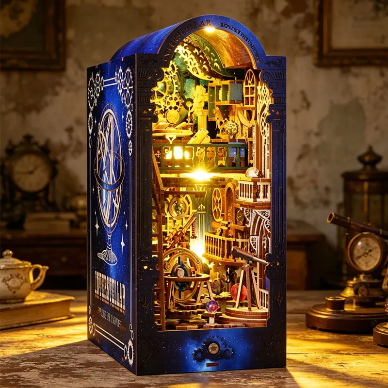 Zuuton Interstellar Observatory Book Nook DIY 3D Wooden Puzzle Miniature Steampunk Astronomy Kit With LED Light Bookshelf Insert
Zuuton Interstellar Observatory Book Nook DIY 3D Wooden Puzzle Miniature Steampunk Astronomy Kit With LED Light Bookshelf Insert
