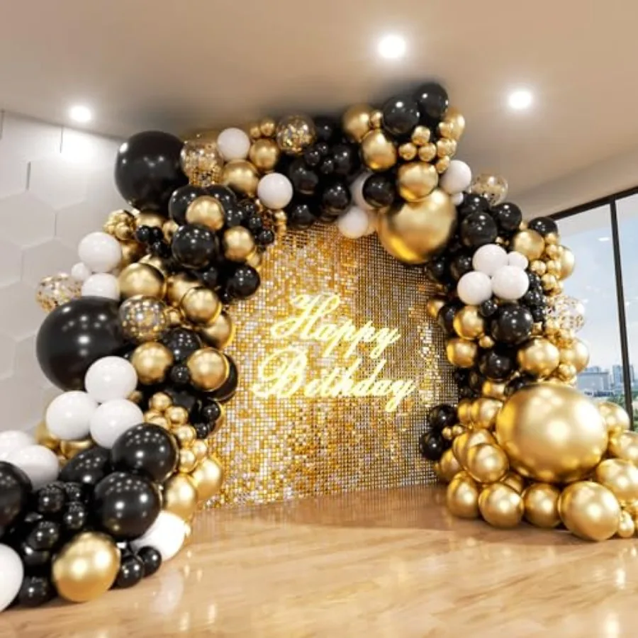 Balloon Arch Kit, 140Pcs Black White Metallic Gold Confetti Latex Balloons 18 12 10 5 Inch Different Size Balloons for Birthday
Balloon Arch Kit, 140Pcs Black White Metallic Gold Confetti Latex Balloons 18 12 10 5 Inch Different Size Balloons for Birthday