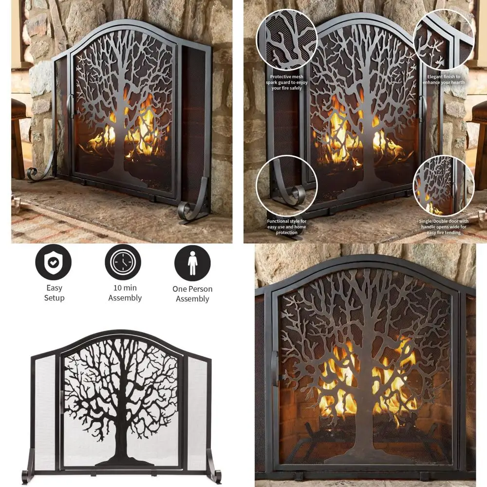Tree of Life Metal Fireplace Screen | 44 Wide x 33 Tall | Magnetic Door | Black Spark Guard | Freestanding
Tree of Life Metal Fireplace Screen | 44 Wide x 33 Tall | Magnetic Door | Black Spark Guard | Freestanding