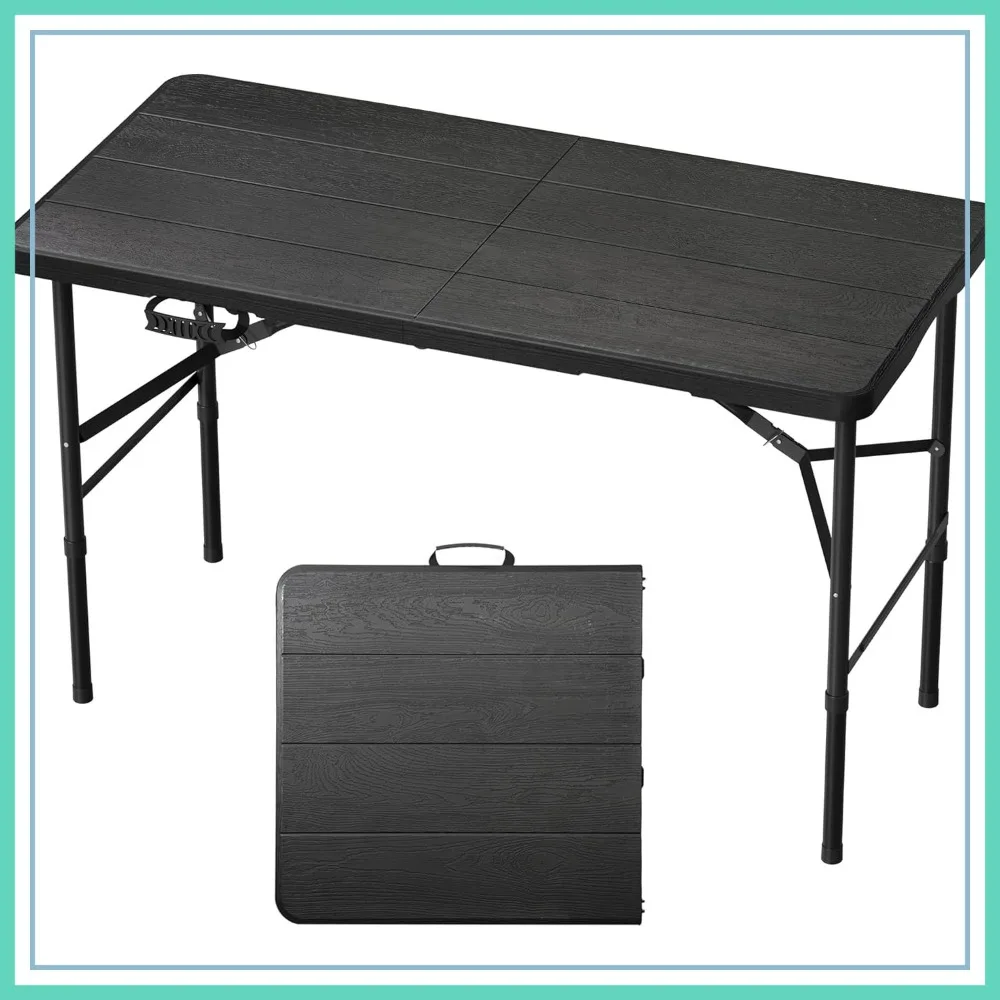 4FT Folding Table, 400 Lbs Capacity, Wood Grain, for Parties Picnic Camping
4FT Folding Table, 400 Lbs Capacity, Wood Grain, for Parties Picnic Camping