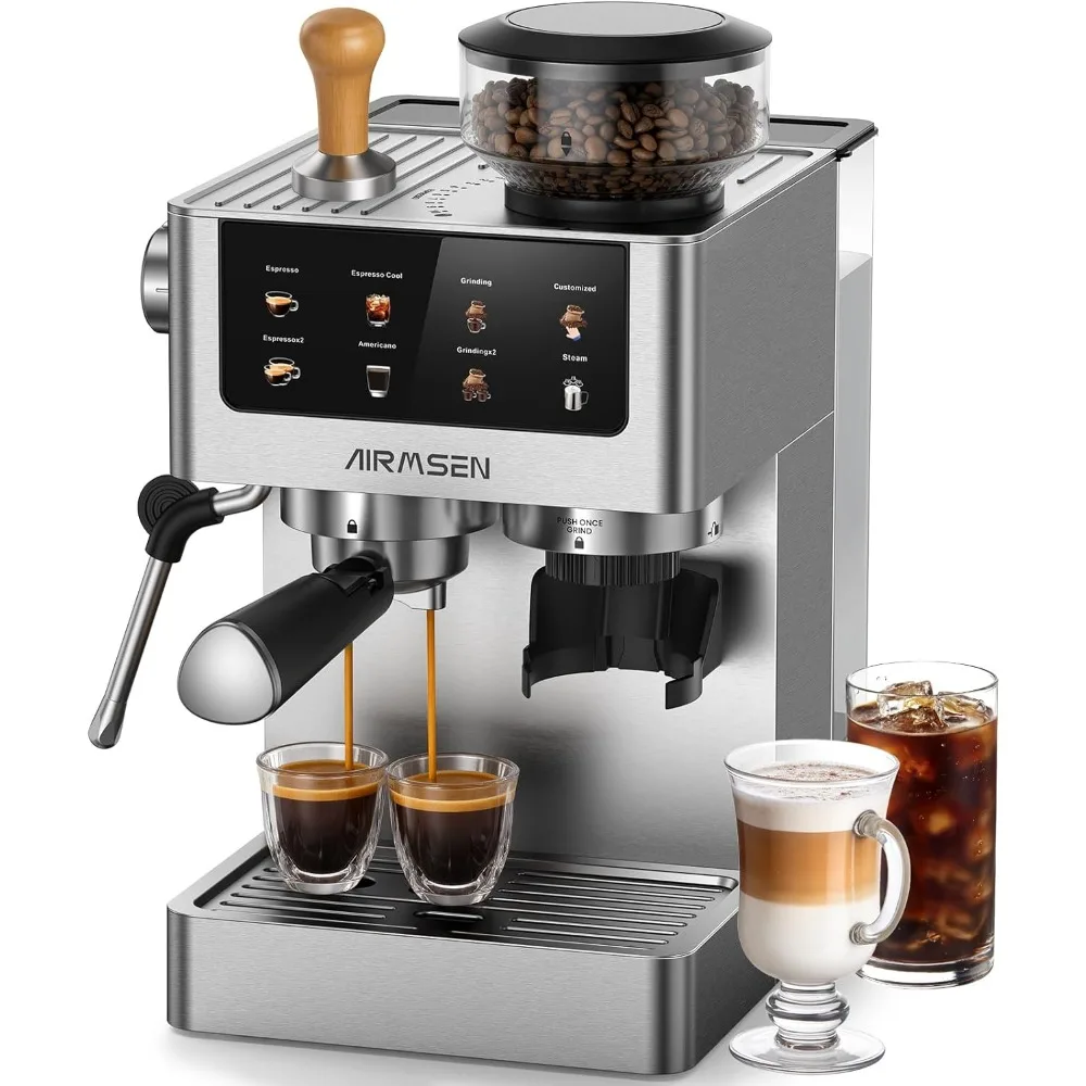 Espresso Machine with Built-in Burr Grinder 20 Bar Pump Pressure Milk Frother Steam Wand Stainless Steel Coffee Maker for
Espresso Machine with Built-in Burr Grinder 20 Bar Pump Pressure Milk Frother Steam Wand Stainless Steel Coffee Maker for