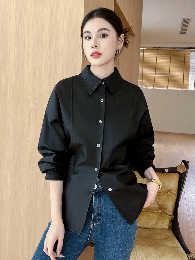 Casual Genuine Leather Shirt Jackets for Women Spring Autumn 2026 New High-end Simple Loose Soft Black Real Sheepskin Coat
Casual Genuine Leather Shirt Jackets for Women Spring Autumn 2026 New High-end Simple Loose Soft Black Real Sheepskin Coat