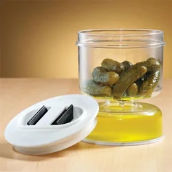 Sealed Jar for Pickle Home Wet and Dry Separation Pickle Jar with Flip Container and Strainer Hourglass Design Olives Container Sealed Jar for Pickle Home Wet and Dry Separation Pickle Jar with Flip Container and Strainer Hourglass Design Olives Container