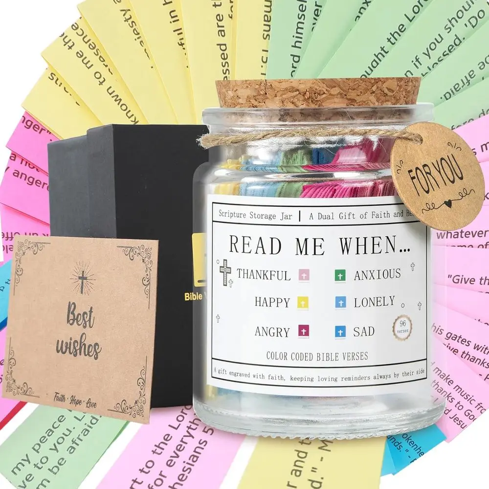Inspirational Scripture Jar for Bible Verses, Emotions, and Christian Gifts - Ideal for Birthdays, Moms, and Dads
Inspirational Scripture Jar for Bible Verses, Emotions, and Christian Gifts - Ideal for Birthdays, Moms, and Dads