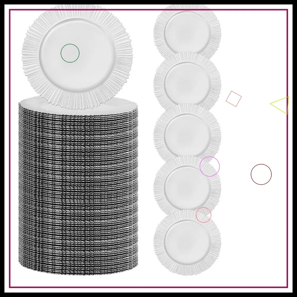 100 шт. серебристых пластиковых подставок для тарелок, 13-дюймовые круглые многоразовые подносы для свадеб, вечеринок, банкетов
100 шт. серебристых пластиковых подставок для тарелок, 13-дюймовые круглые многоразовые подносы для свадеб, вечеринок, банкетов