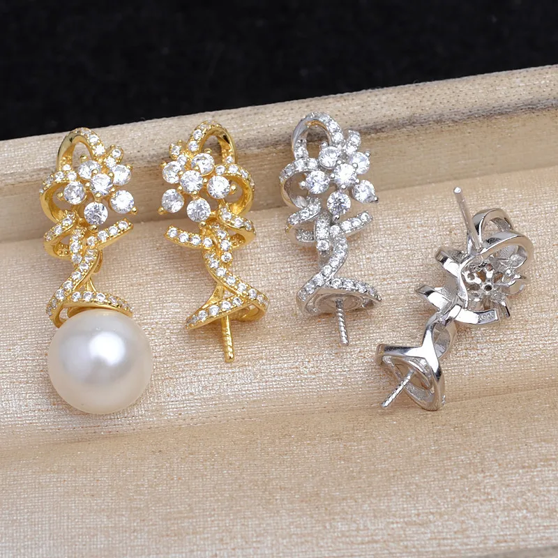 S925 Sterling Silver Earrings Base Findings Mountings Jewelry Mounts Fittings Accessories for 10-12mm Pearls 3 pairs/lot
S925 Sterling Silver Earrings Base Findings Mountings Jewelry Mounts Fittings Accessories for 10-12mm Pearls 3 pairs/lot